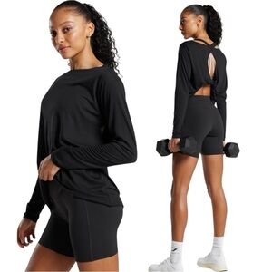 Gymshark Super Soft Cut-Out Long Sleeve Top Black S